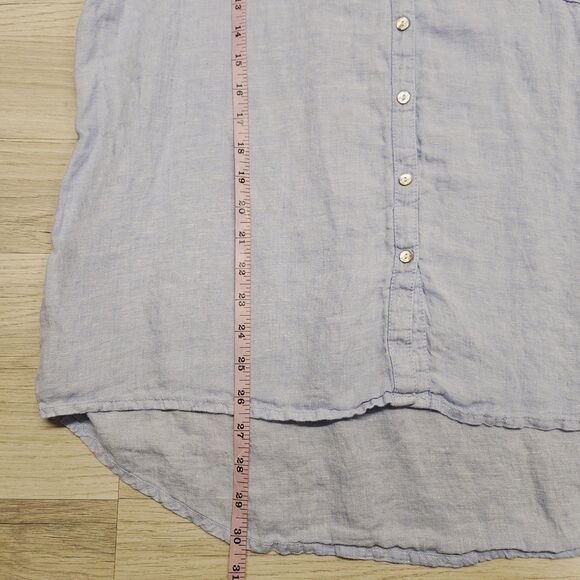 Sigrid Olsen Womens Blue Linen Button Front Shirt Size XL Beachy Coastal - Picture 5 of 7